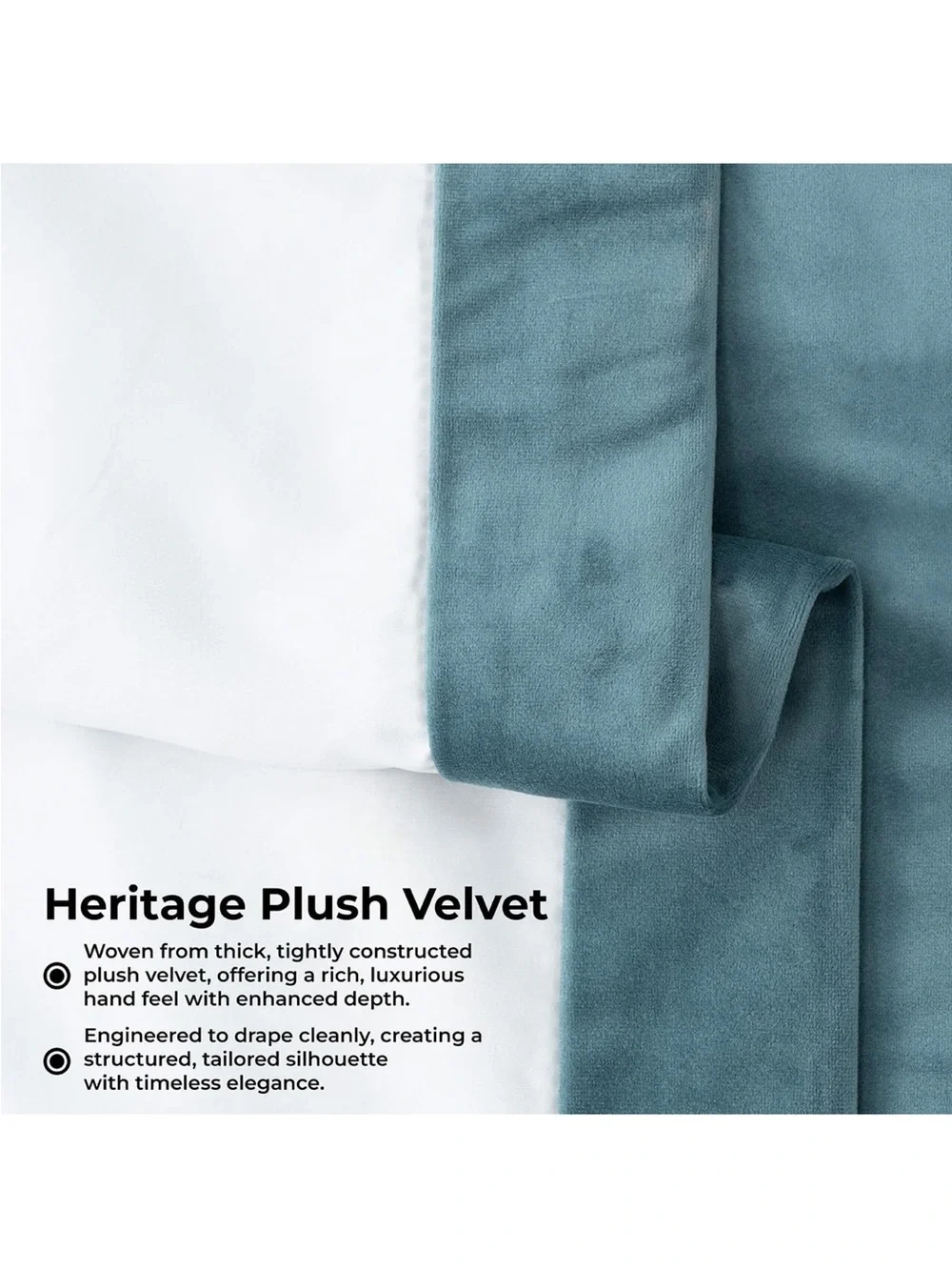 HPD Heritage Plush Velvet Curtain Denmark Blue 50”W x 84”L